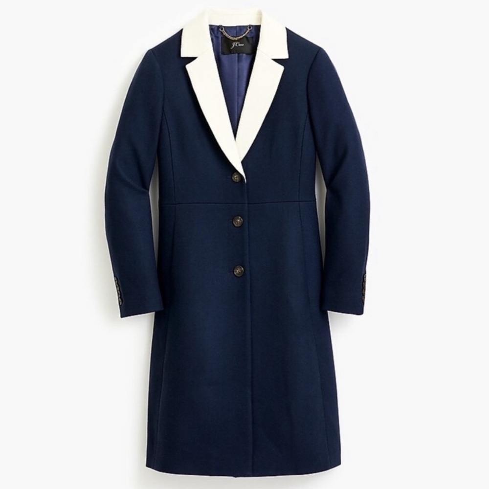 J Crew Topcoat Contrast Label Double Serge Wool - Picture 2 of 12